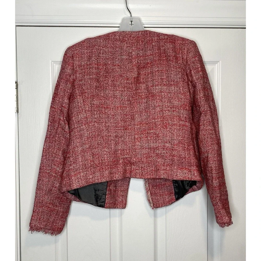 LK Bennett Women's Tweed Blazer Jacket Pink‎ White 4